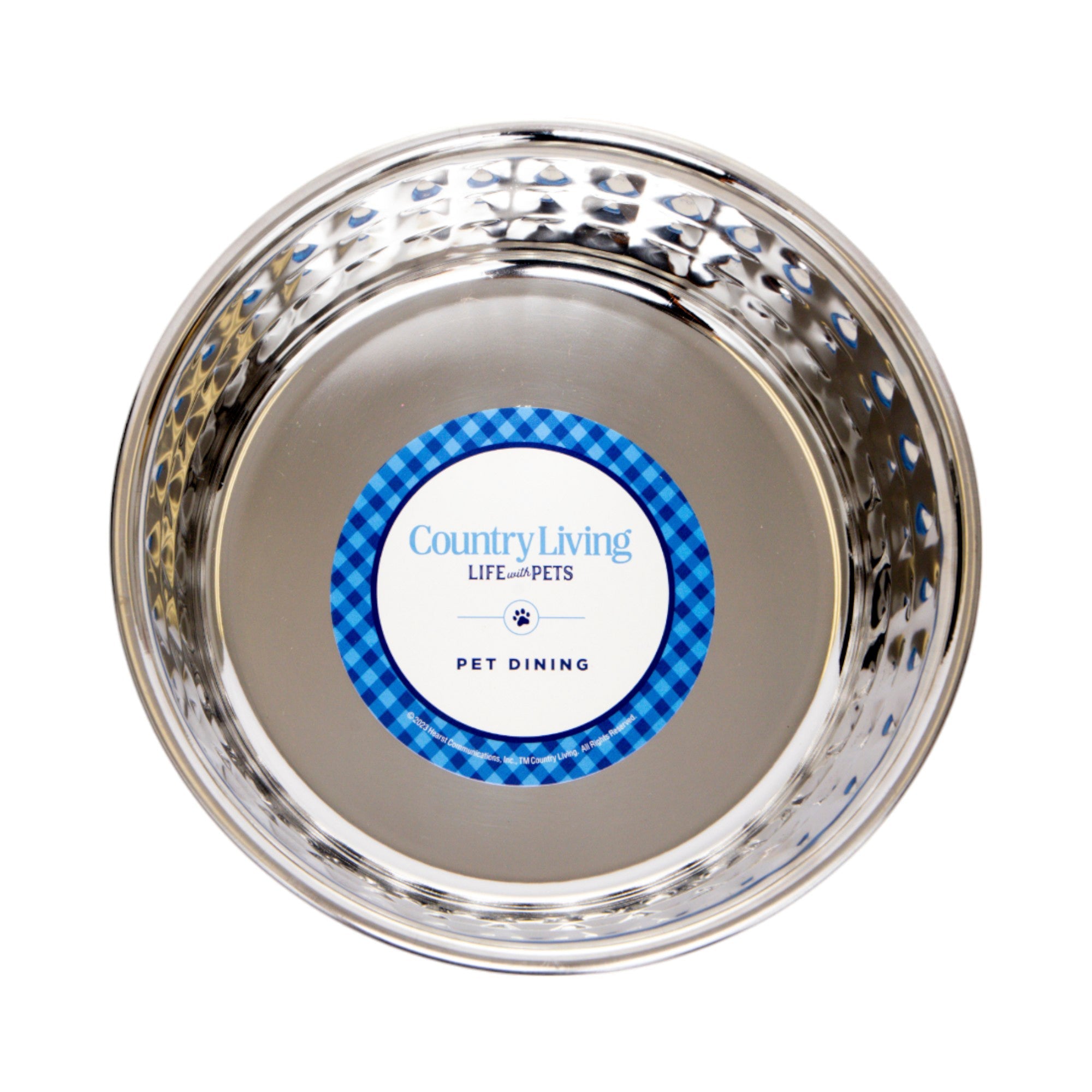 Country Living Set of 2 Hammered Stainless Steel Dog Bowls – Ideal for Extra Large Breeds – Rose Quartz/64oz