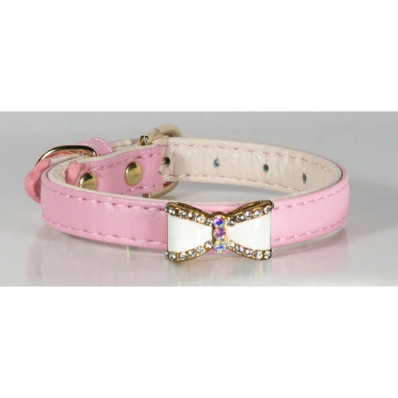 Crystal Bow Pet Collar in Pink or Black