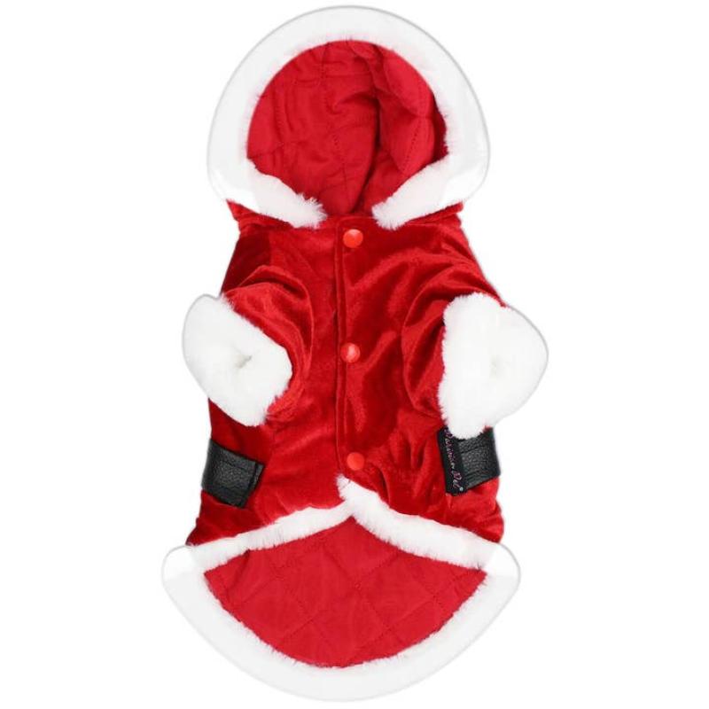 Santa Claus Christmas Holiday Red Velvet Pet Hoodie