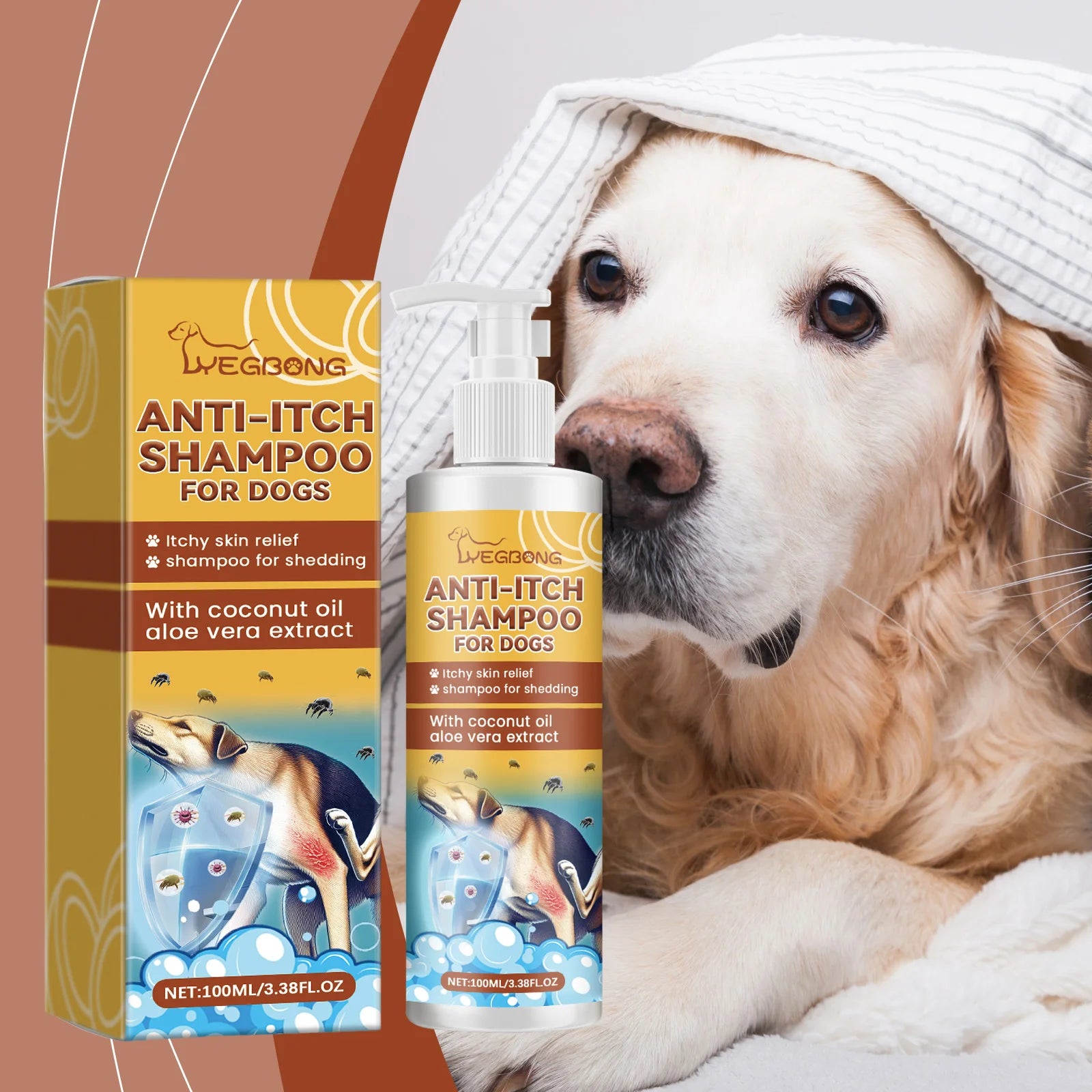 Yegbong 100ml Dog Itch Relief Shampoo – Nourishing, Hydrating, Deodorizing Pet Wash for Soft Fur & Healthy Skin