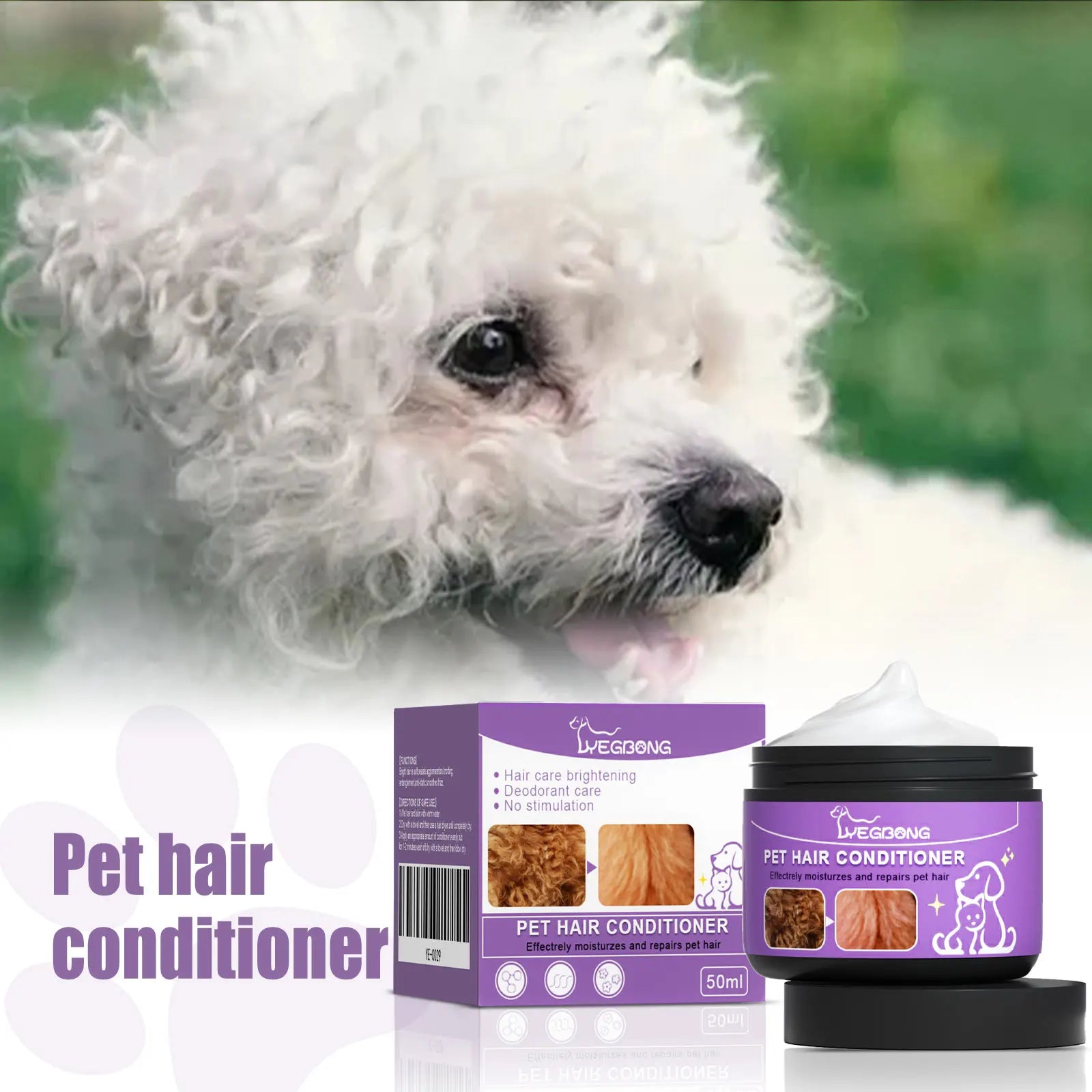 Yegbong 50ml Pet Fur Care Conditioner – Moisturizing & Itch Relief Formula for Dogs & Cats | Nourishes Skin, Softens Hair, Repairs Dry Coats