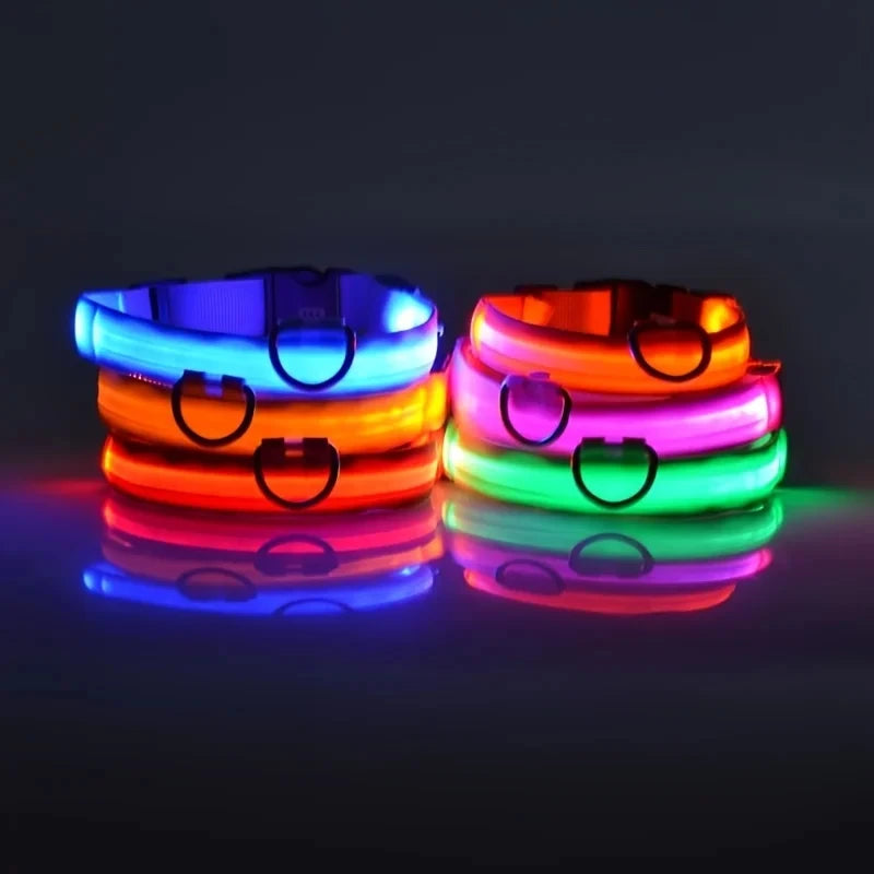 LED Luminous Dog Collar – Adjustable USB Rechargeable Glowing Pet Collar, Anti-Lost & Safety Flashing Light