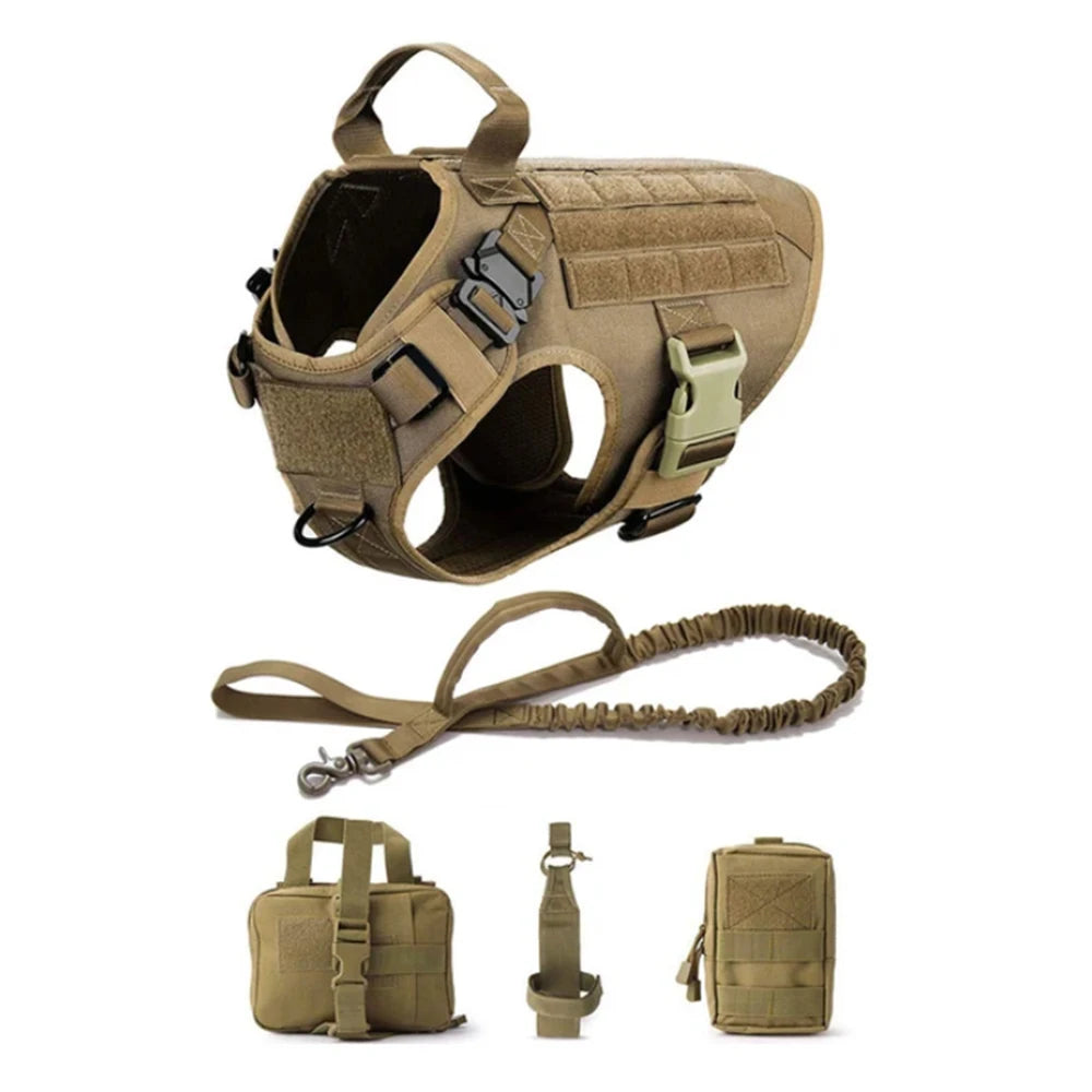 Tactical Dog Harness Set – Collar, Leash & Vest for Large and Small Dogs