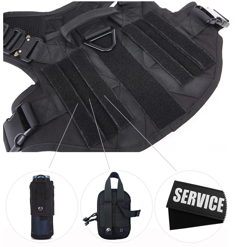 Tactical Dog Harness Set – Collar, Leash & Vest for Large and Small Dogs