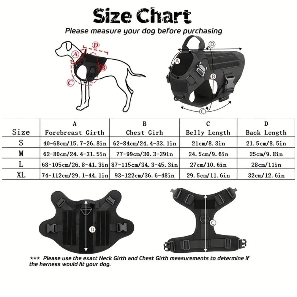 Tactical Dog Harness Set – Collar, Leash & Vest for Large and Small Dogs