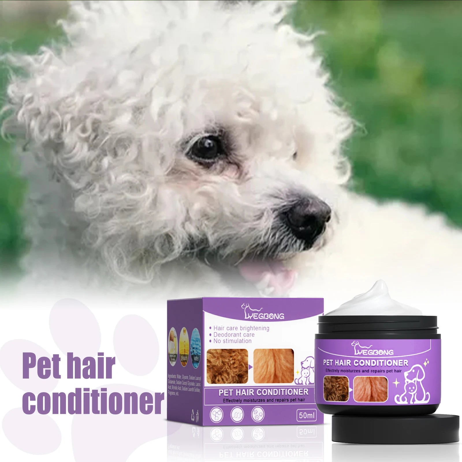 50ml Pet Hair Care Cream – Non-Knotted Conditioner for Dogs & Cats, Moisturizing Fur Cream for Dry Skin & Shiny Coat
