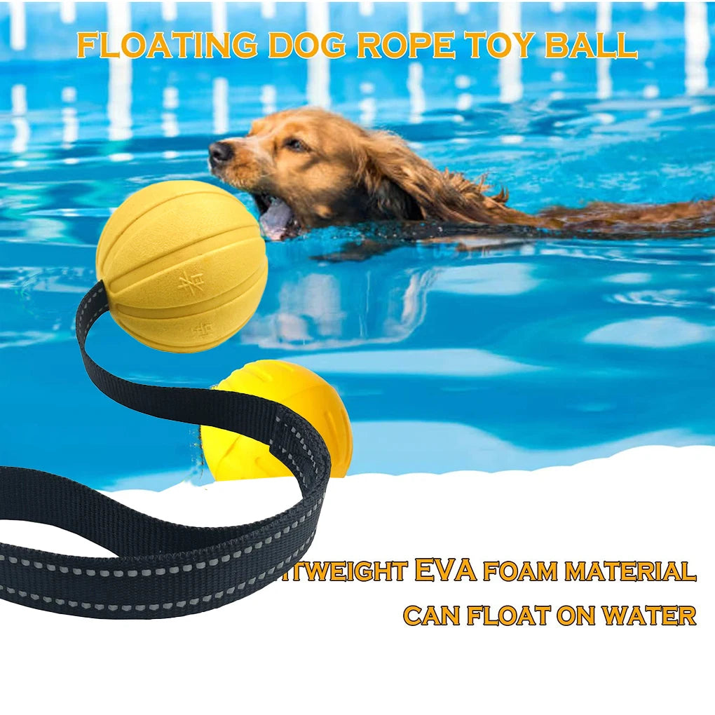Dog Toy Ball on a Rope – Durable EVA Foam Ball for Training, Chewing & Fetch (Floats on Water)