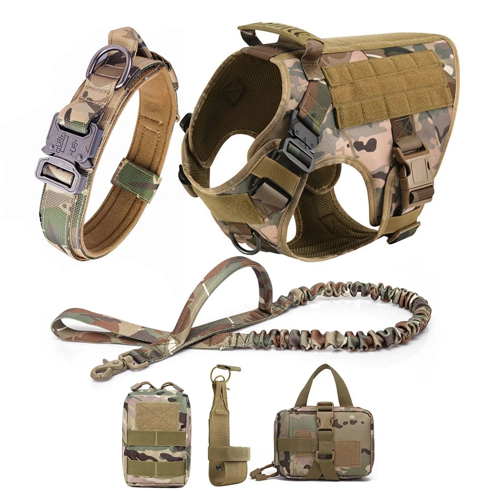 Tactical Dog Harness Set – Collar, Leash & Vest for Large and Small Dogs