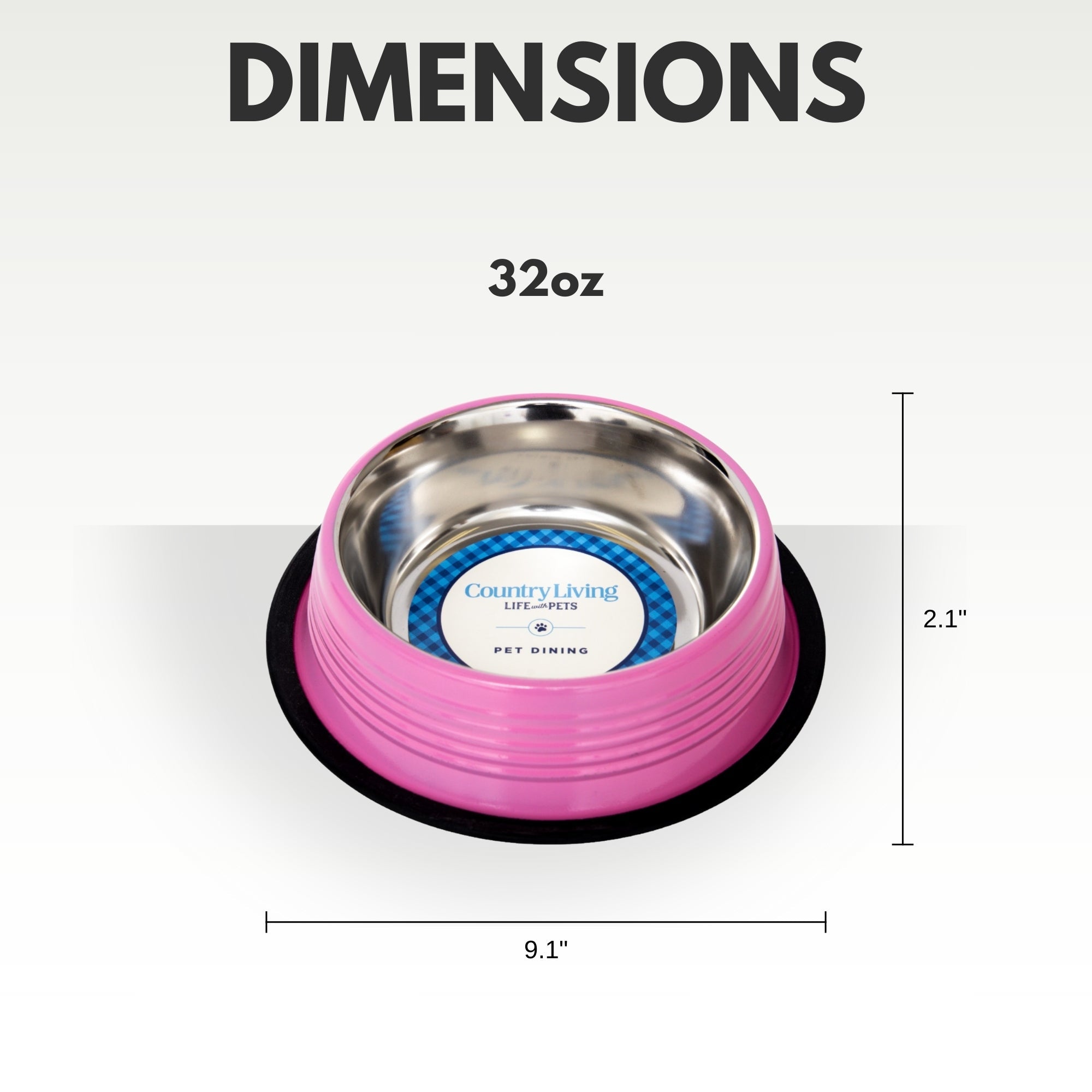 Country Living Set of 2 Ribbed Non-Slip Pet Bowls – Carnation Pink