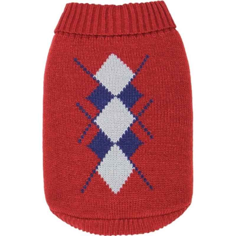 Argyle Dog Sweater - Red or Blue