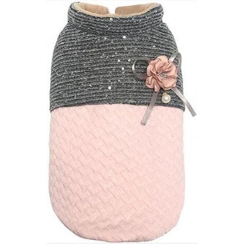 Scalloped Pink with Flower Adornment Dog Jacket