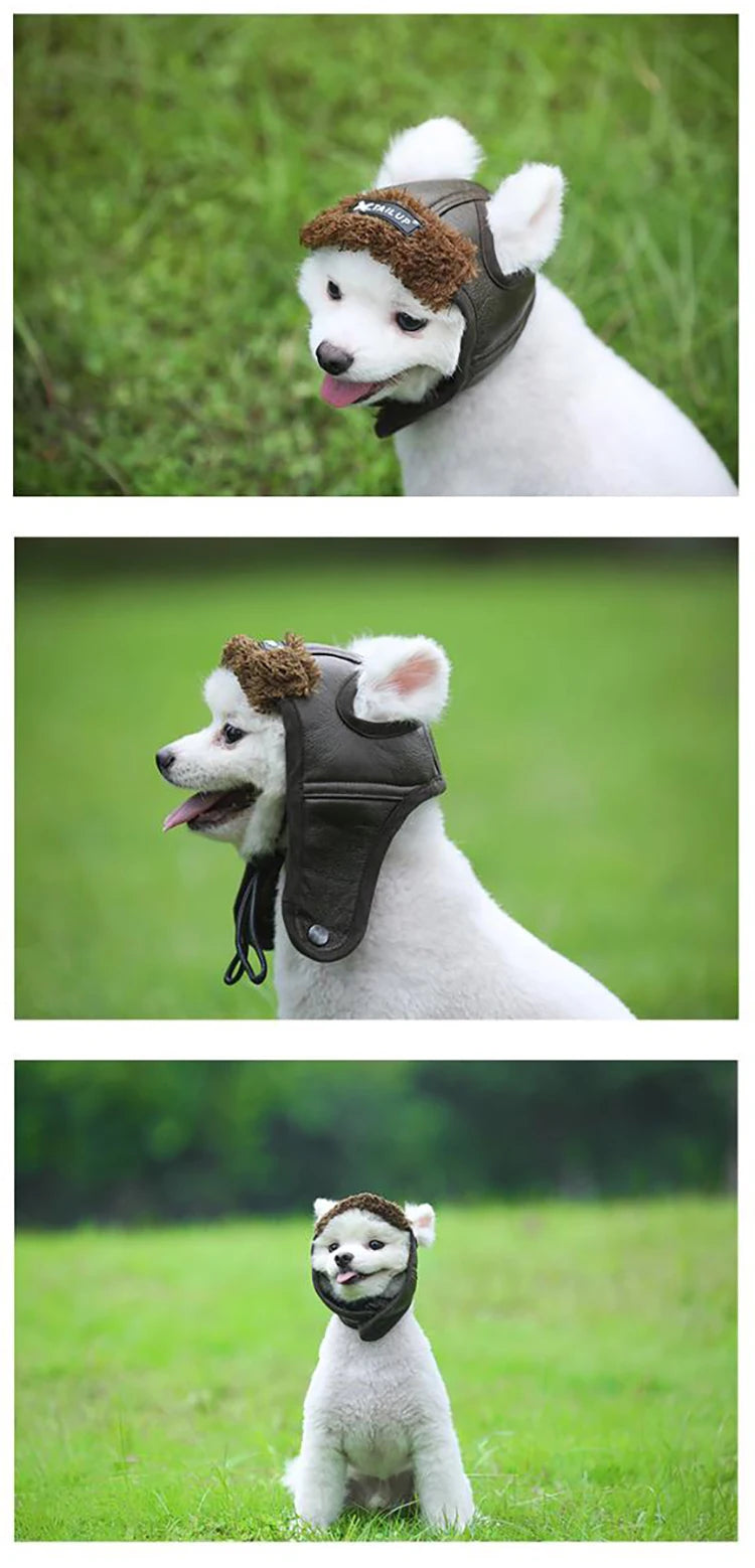 Winter Pilot Pet Hat – Warm Cashmere Cap for Small Dogs & Puppies