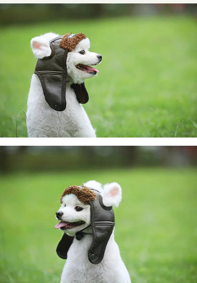 Winter Pilot Pet Hat – Warm Cashmere Cap for Small Dogs & Puppies