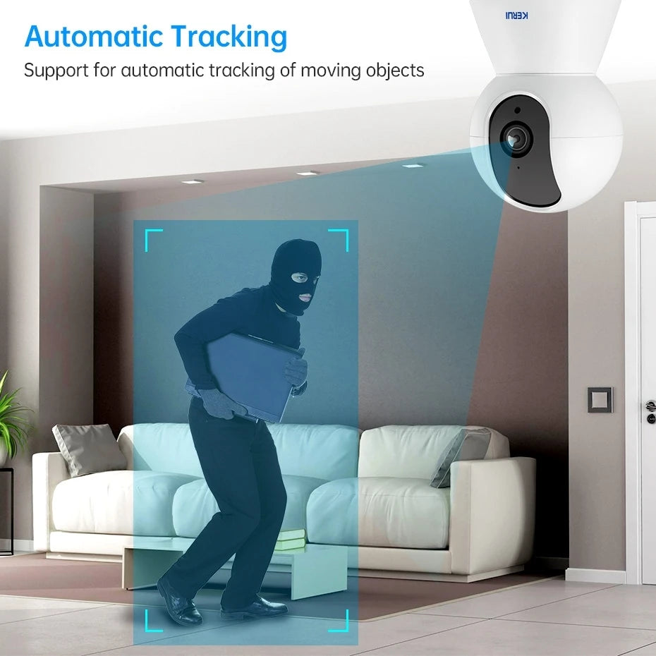 KERUI 5MP Mini Indoor WiFi Camera – Smart IP CCTV with Auto Tracking & Tuya App Support