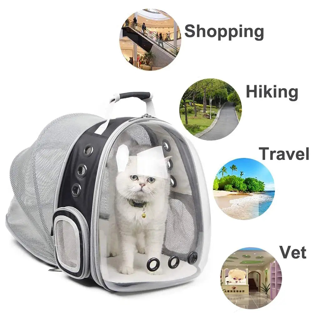 Expandable Cat Carrier Backpack – Portable Pet Travel Bag for Cats & Puppies