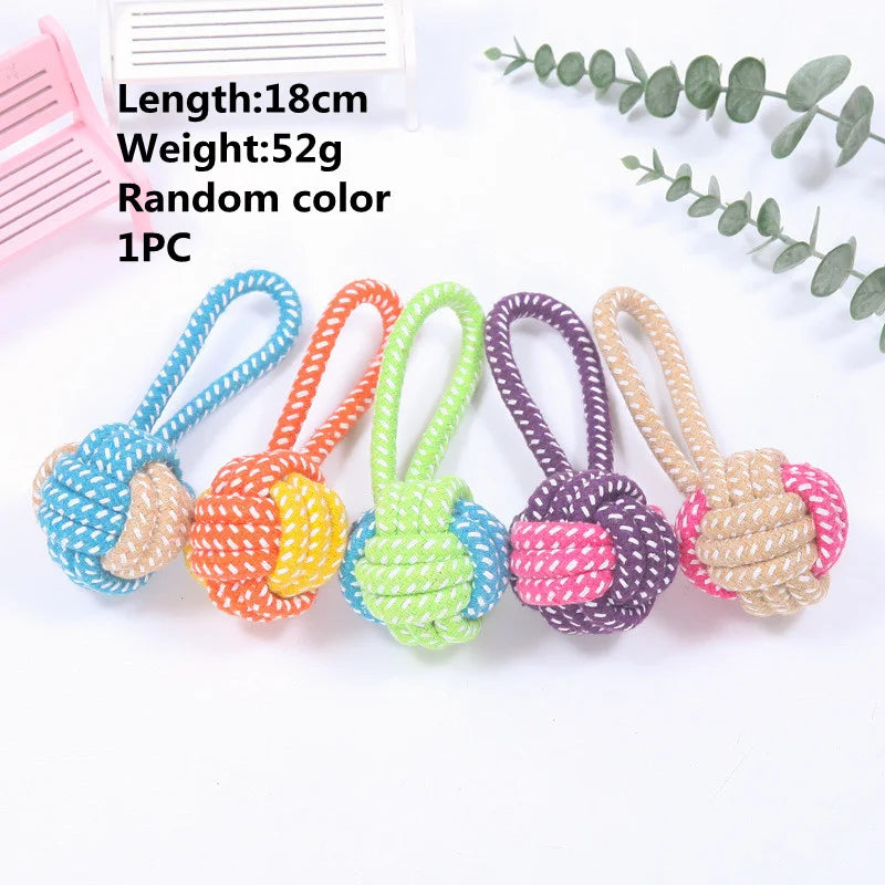 Interactive Cotton Rope Dog Toy – Bite-Resistant Chew Ball for Small & Large Dogs, Teeth Cleaning Puppy Toy