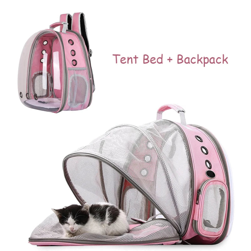 Expandable Cat Carrier Backpack – Portable Pet Travel Bag for Cats & Puppies
