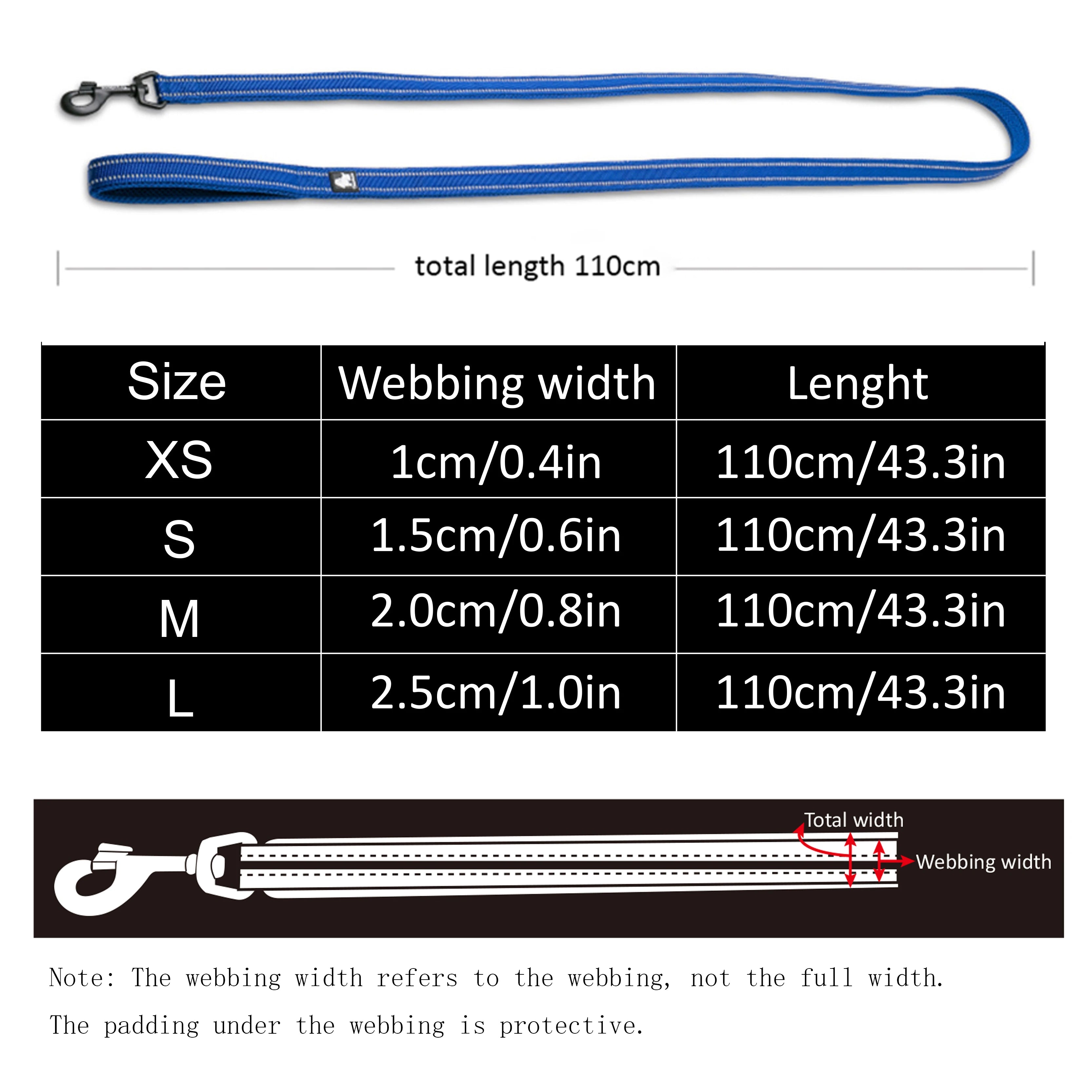 Truelove TLL2111 Soft Reflective Nylon Pet Leash – 110cm Walking & Training Lead for Dogs & Cats