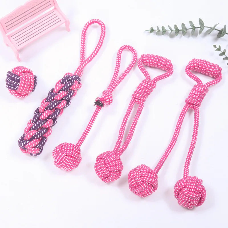 Interactive Cotton Rope Dog Toy – Bite-Resistant Chew Ball for Small & Large Dogs, Teeth Cleaning Puppy Toy