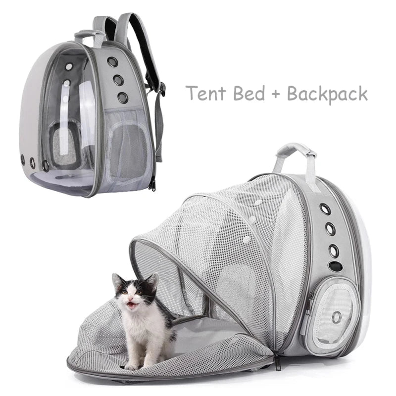 Expandable Cat Carrier Backpack – Portable Pet Travel Bag for Cats & Puppies