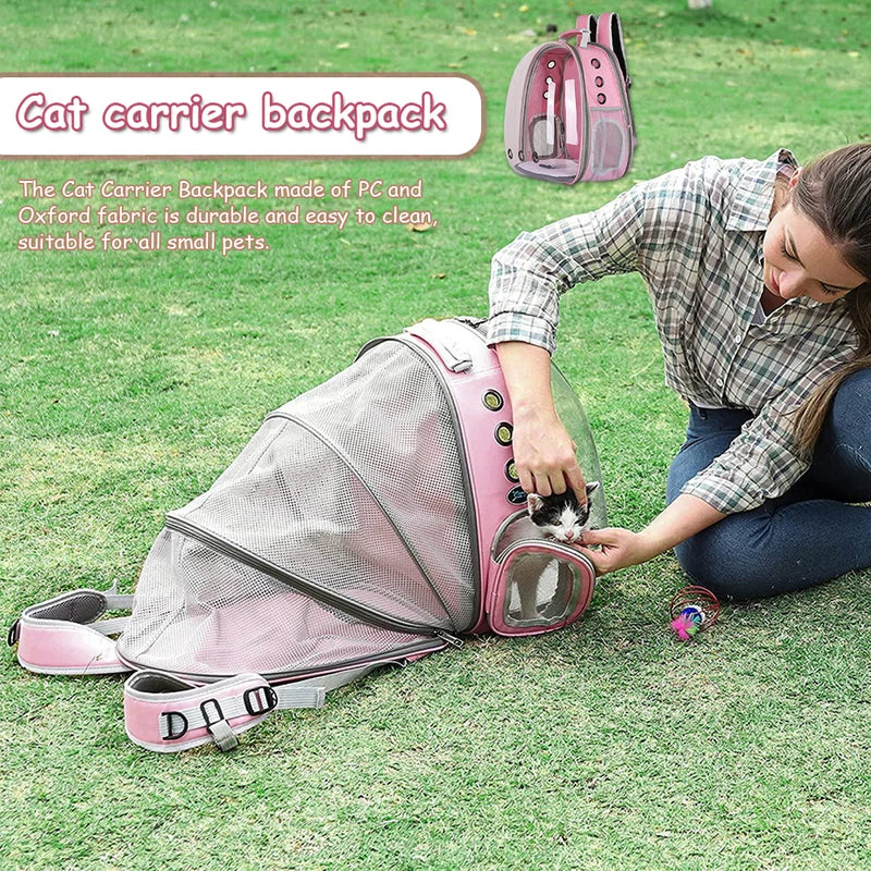 Expandable Cat Carrier Backpack – Portable Pet Travel Bag for Cats & Puppies
