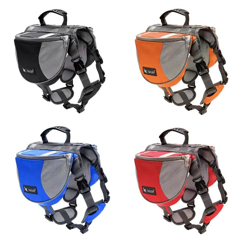 Luxury Dog Backpack Harness – Adjustable Outdoor Saddle Bag for Travel & Hiking