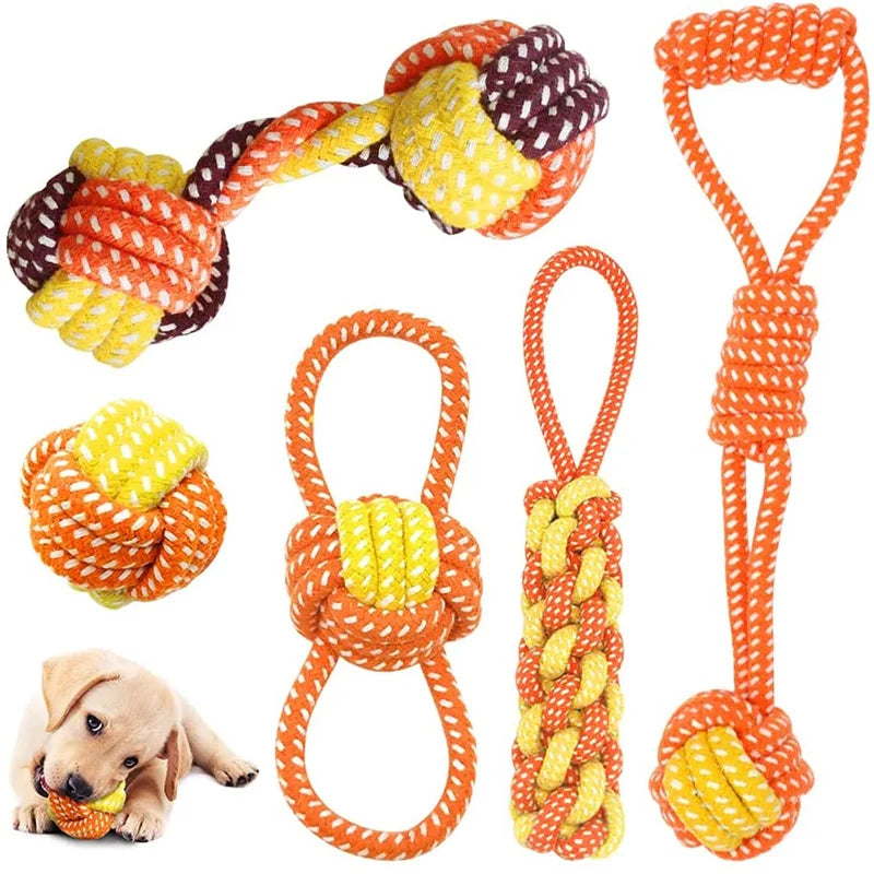 Interactive Cotton Rope Dog Toy – Bite-Resistant Chew Ball for Small & Large Dogs, Teeth Cleaning Puppy Toy