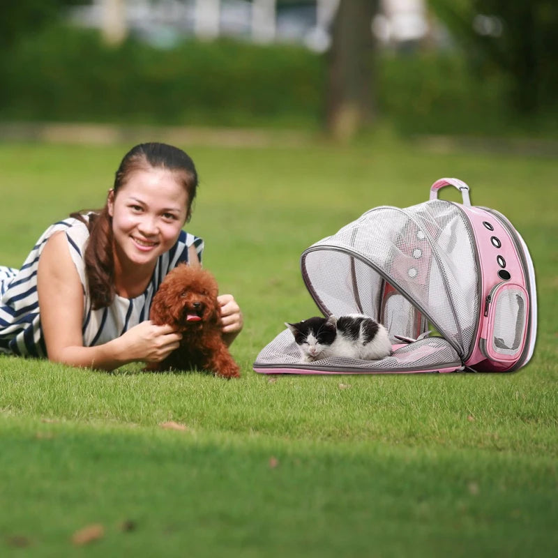 Expandable Cat Carrier Backpack – Portable Pet Travel Bag for Cats & Puppies