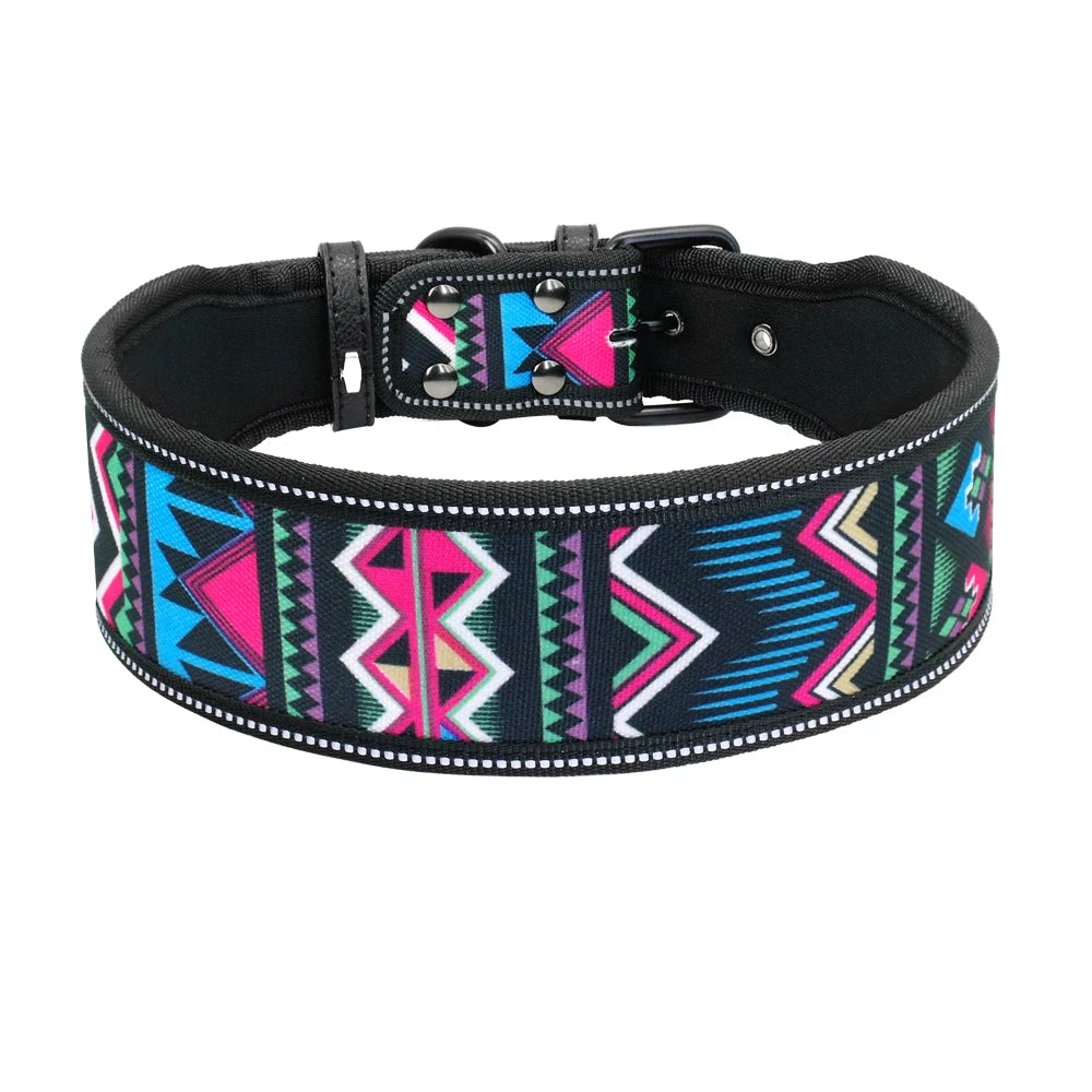 Reflective Nylon Dog Collar – Padded Breathable Collar for Medium & Large Dogs