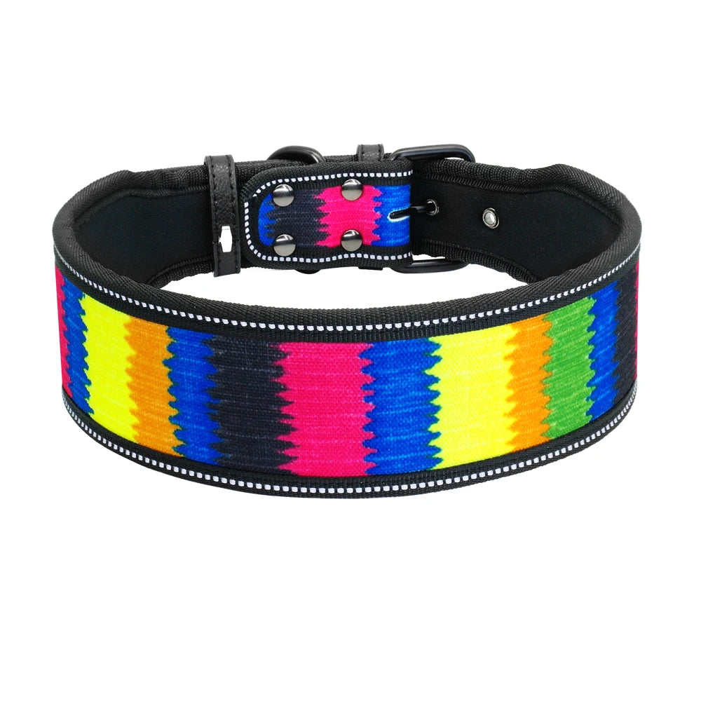 Reflective Nylon Dog Collar – Padded Breathable Collar for Medium & Large Dogs