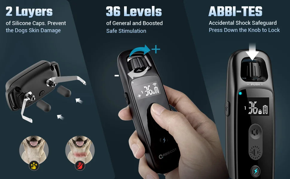 ABBIDOT T30 Dog Training Collar – 3300ft Remote Rechargeable Shock Collar for Large Dogs
