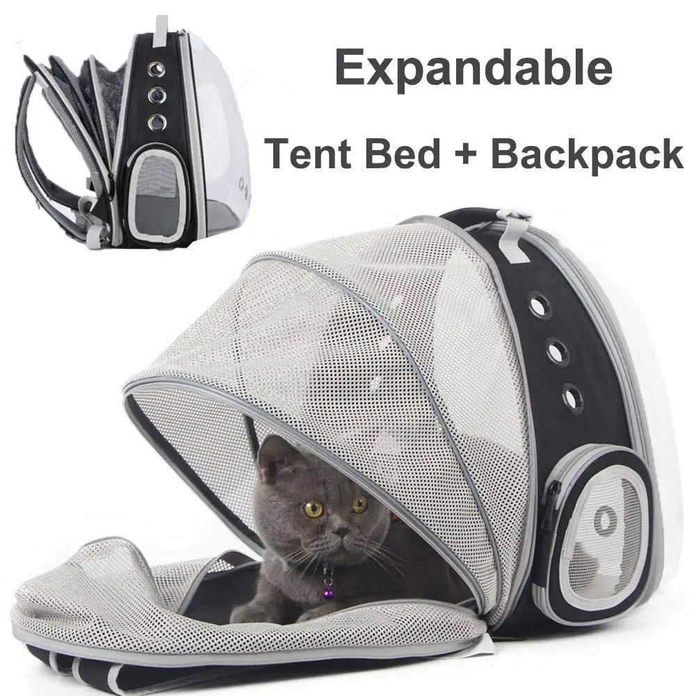 Expandable Cat Carrier Backpack – Portable Pet Travel Bag for Cats & Puppies