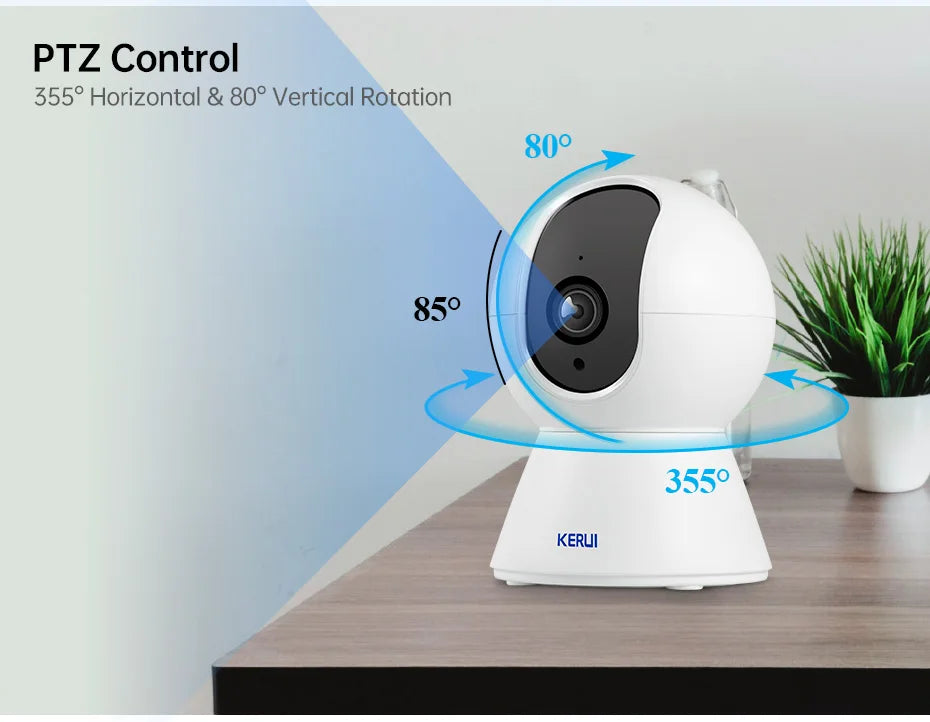 KERUI 5MP Mini Indoor WiFi Camera – Smart IP CCTV with Auto Tracking & Tuya App Support