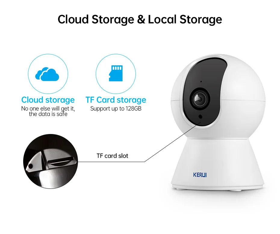KERUI 5MP Mini Indoor WiFi Camera – Smart IP CCTV with Auto Tracking & Tuya App Support