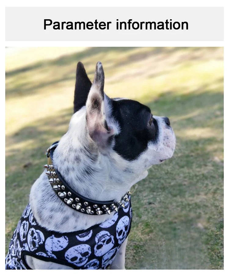 Adjustable PU Leather Spiked Dog Collar – Punk Style Rivet Neck Strap for Small Dogs & Cats