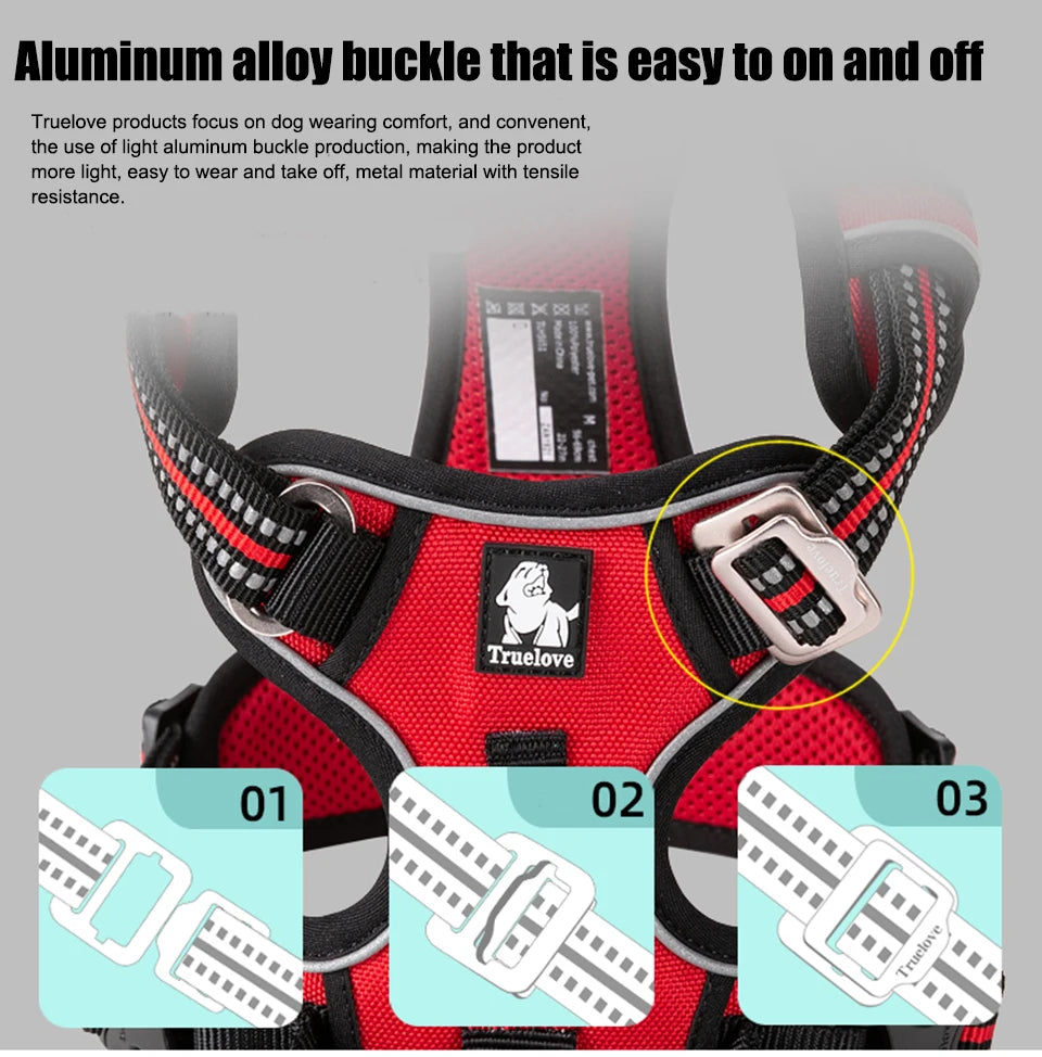 Truelove Reflective Dog Harness – Adjustable No-Pull Nylon Vest with 3M Reflective Webbing (TLH56512)