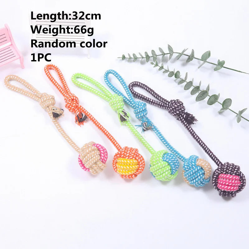 Interactive Cotton Rope Dog Toy – Bite-Resistant Chew Ball for Small & Large Dogs, Teeth Cleaning Puppy Toy
