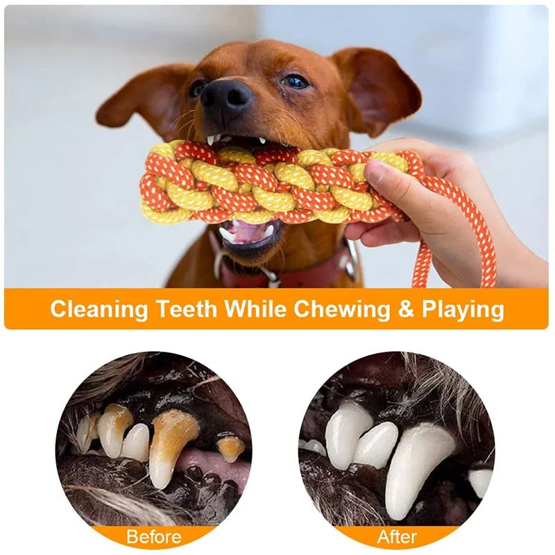 Interactive Cotton Rope Dog Toy – Bite-Resistant Chew Ball for Small & Large Dogs, Teeth Cleaning Puppy Toy