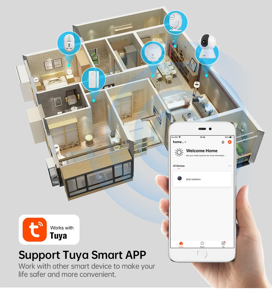 KERUI 5MP Mini Indoor WiFi Camera – Smart IP CCTV with Auto Tracking & Tuya App Support