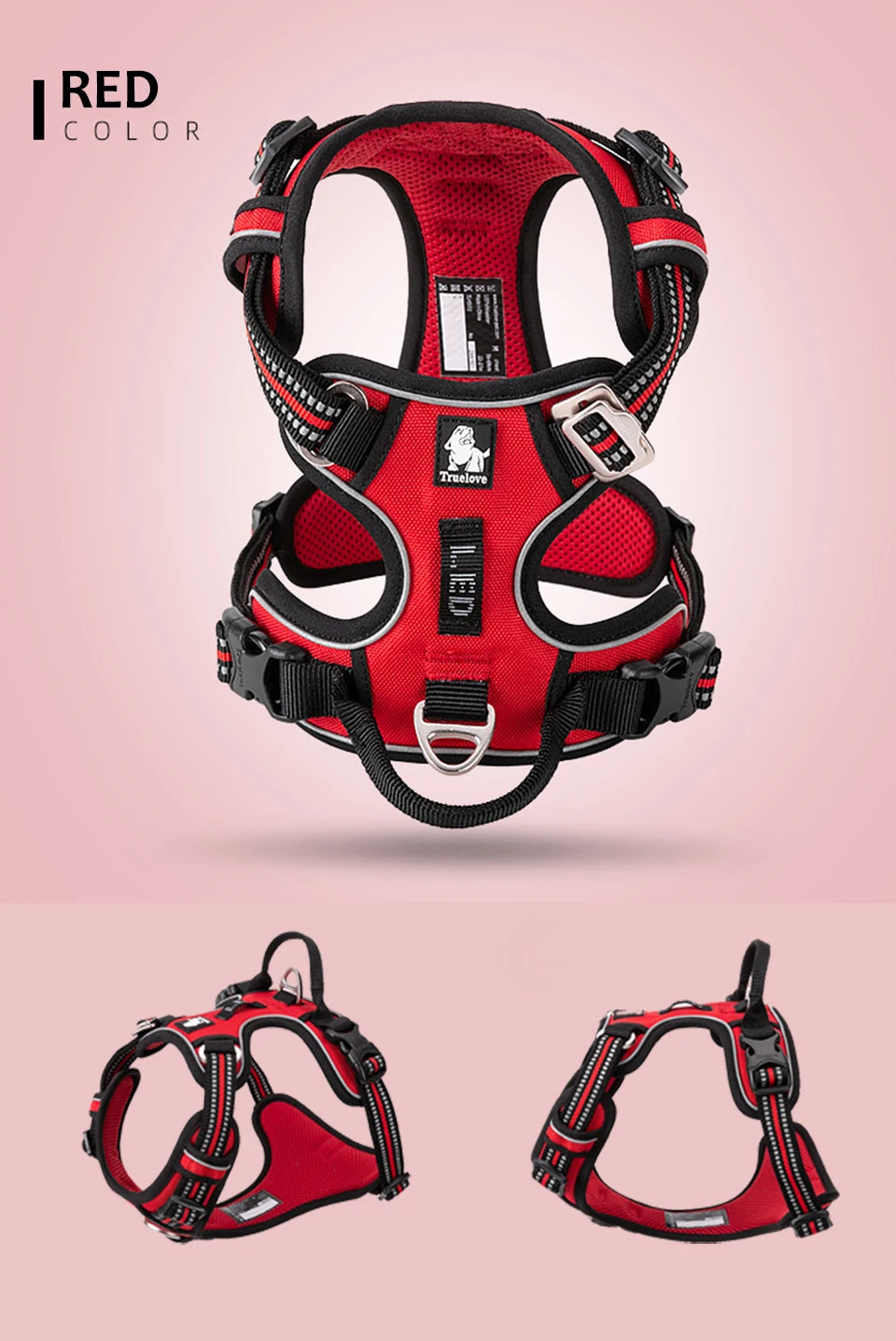 Truelove Reflective Dog Harness – Adjustable No-Pull Nylon Vest with 3M Reflective Webbing (TLH56512)