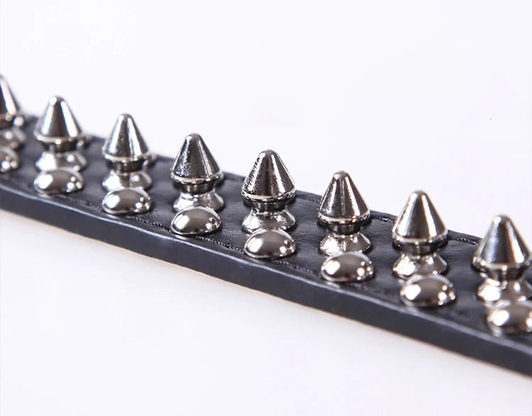 Adjustable PU Leather Spiked Dog Collar – Punk Style Rivet Neck Strap for Small Dogs & Cats