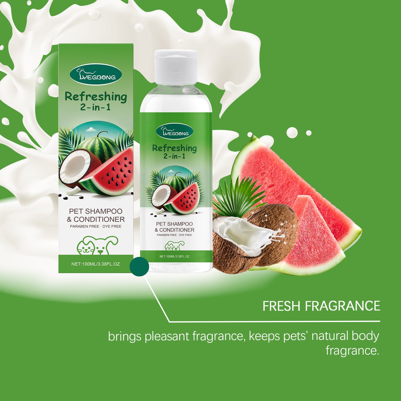 YEGBONG 2-in-1 Pet Shampoo & Conditioner – Moisturizing, Odor & Itch Relief