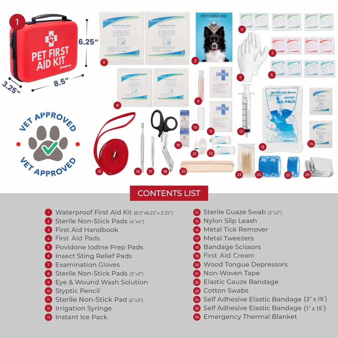 Pet First Aid Kit for Dogs & Cats with Vet-Approved Essentials