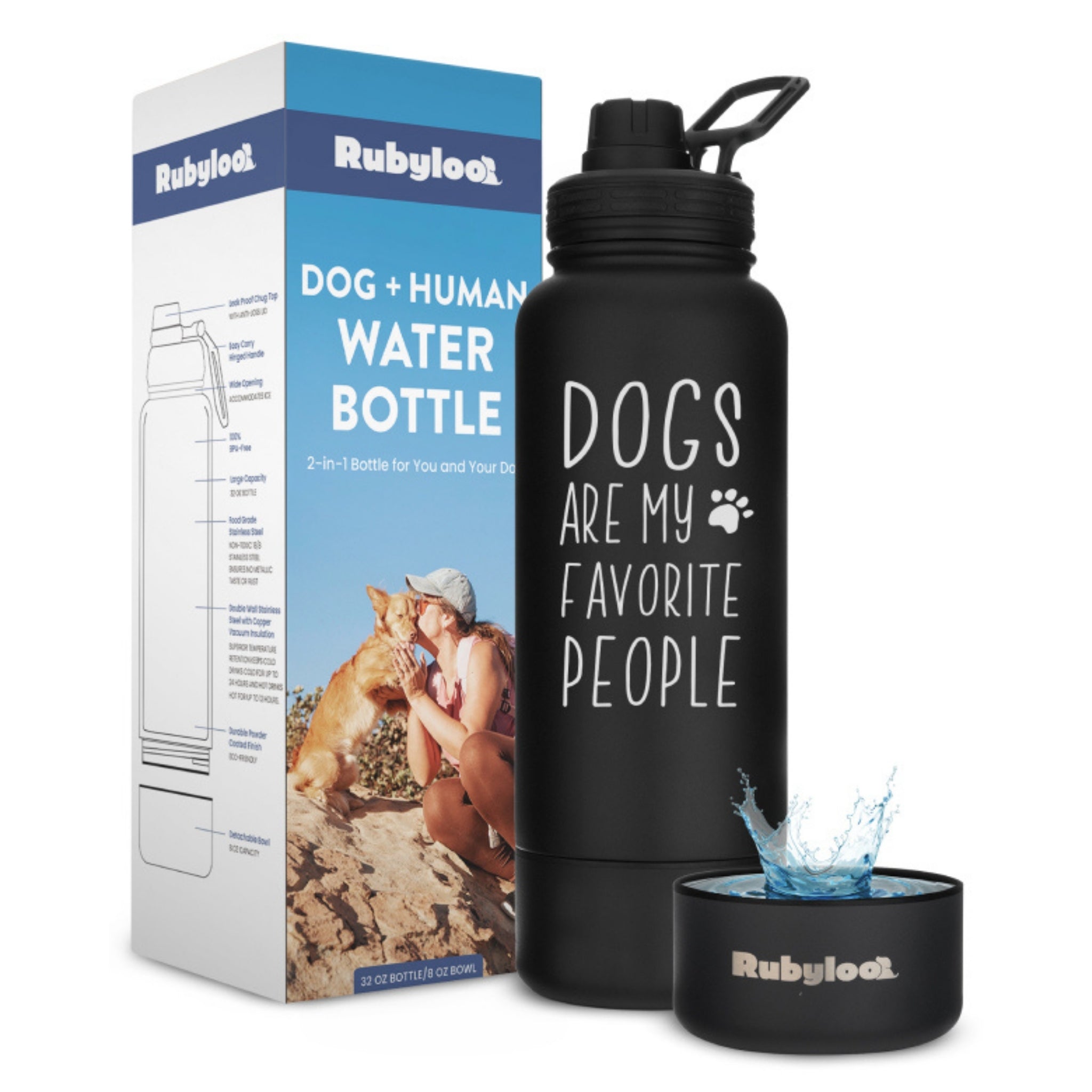 Water Bottle with Detachable Dog Bowl