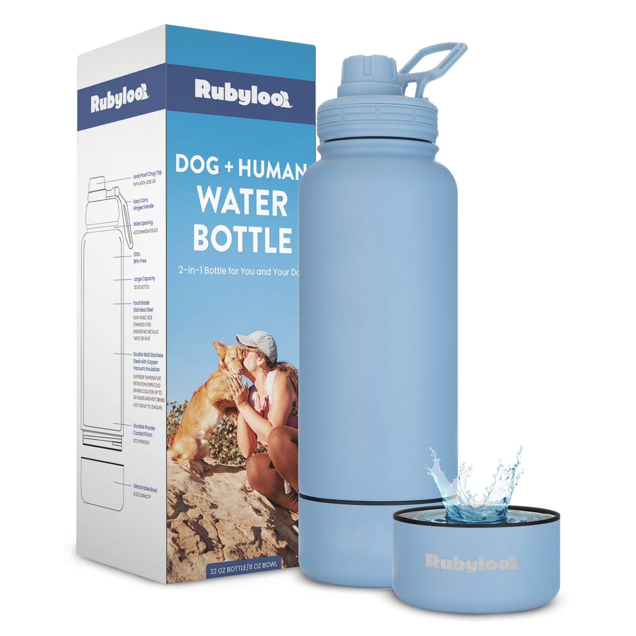 Water Bottle with Detachable Dog Bowl