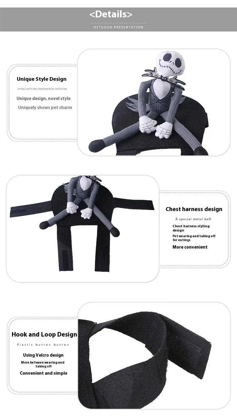 Halloween Rider Dog Costume – Skeleton Doll Outfit for Small & Medium Dogs
