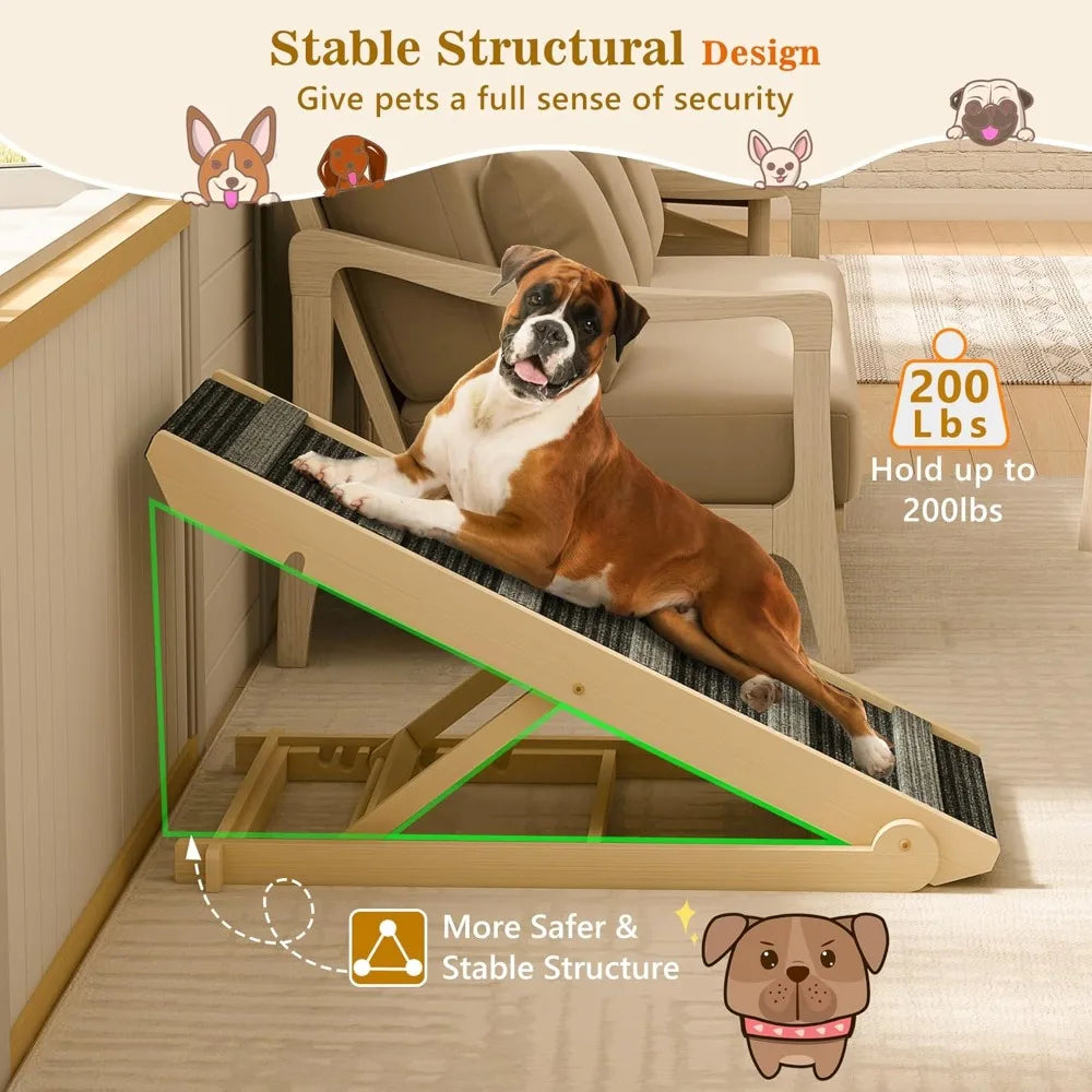 Adjustable Height Dog Ramp – Portable Pet Ramp for Large, Small & Senior Pets (11"–26.6")