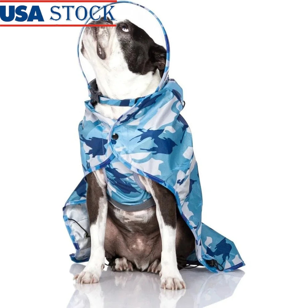 Waterproof Dog Raincoat – Step-In Poncho with Full Belly Coverage & Built-In Leash Attachment | Adjustable Fit for Small & Medium Dogs