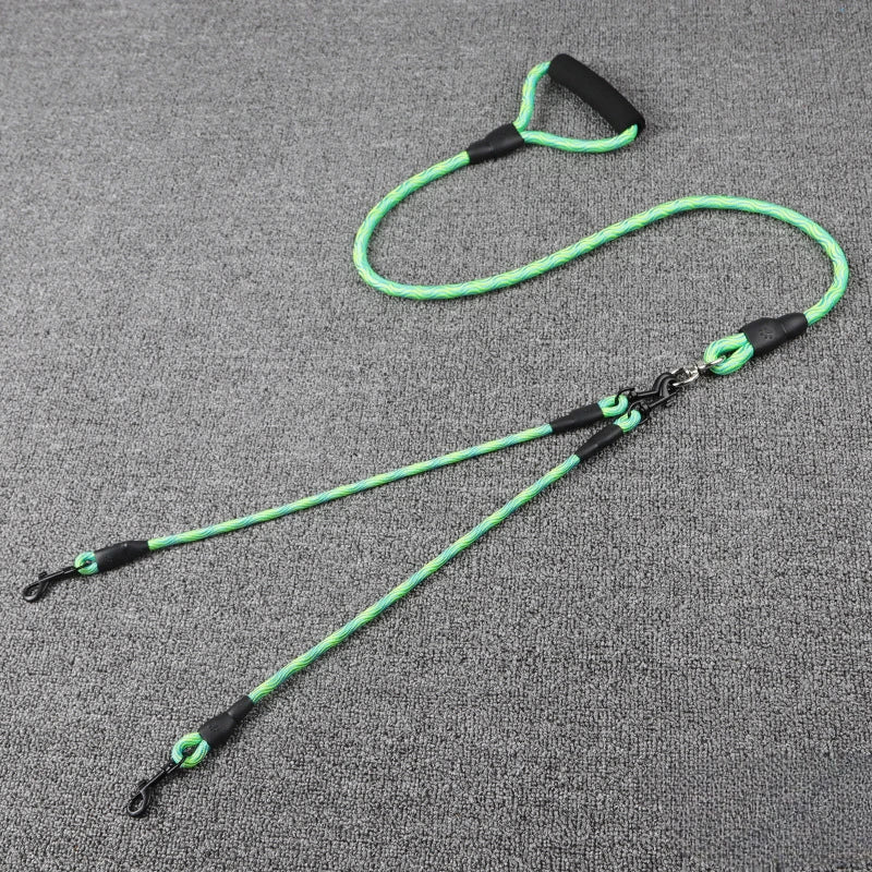 Double Dog Leash – Wave Pattern Anti-Winding Removable Rope