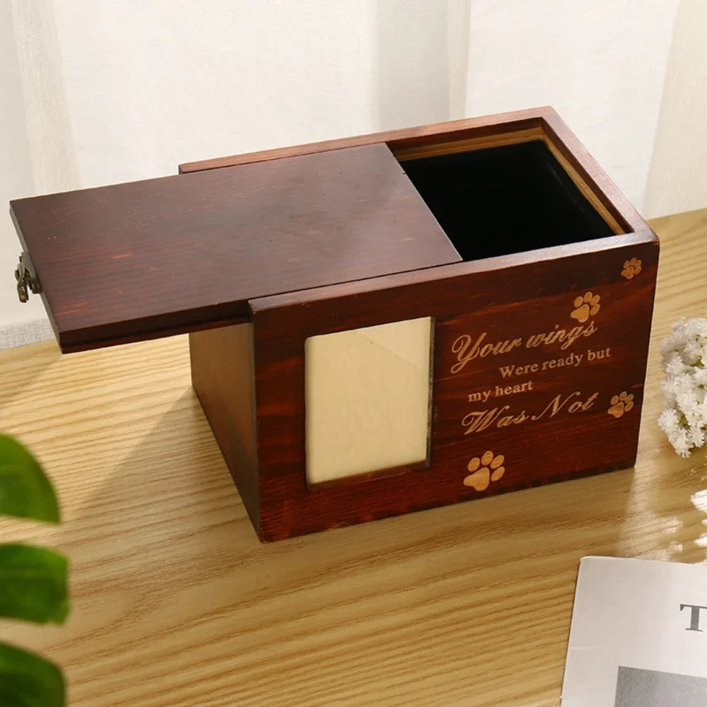 Solid Wood Pet Urn for Dogs & Cats – Handcrafted Memorial Urn with Removable Lid